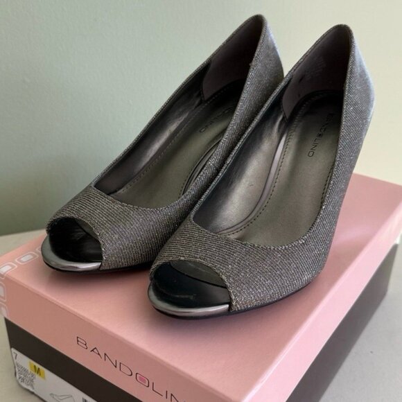 Bandolino Shoes - Bandolino Women's Silver Peep Toe Open Toe Wedges